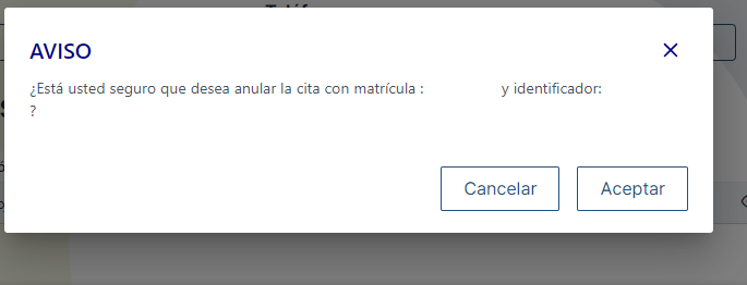 Confirmar anulación de cita itv